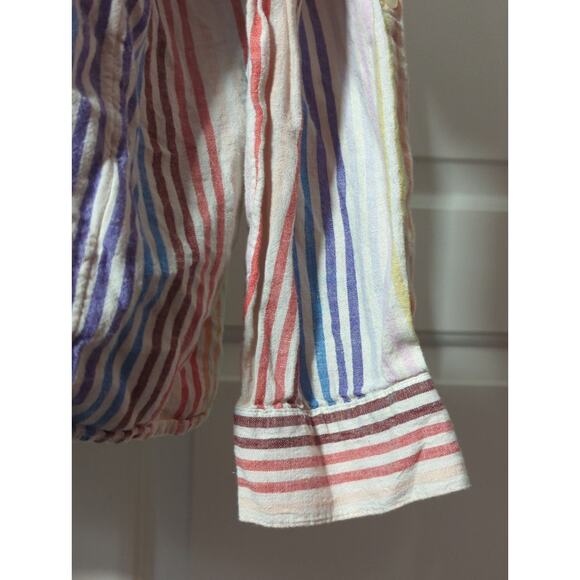 Naturals d&co Rainbow Striped Linen Blend Tunic Top Womens Large Popover Boho - Picture 9 of 16